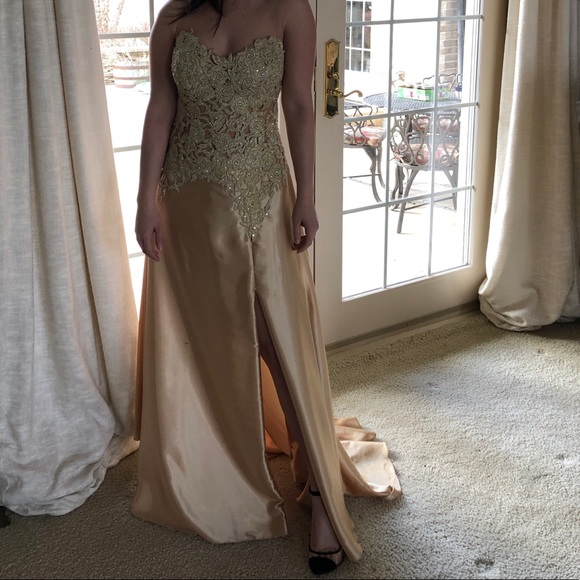 Jovani Gold and Embellished Prom or Evening Gown - Picture 2 of 8